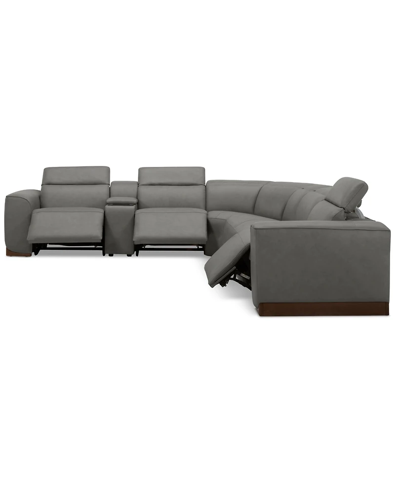 Lovro -Pc. Leather Sectional with Power Motion Chairs & 1 Console