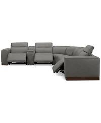 Lovro -Pc. Leather Sectional with Power Motion Chairs & 1 Console