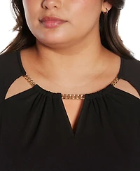 Belldini Black Label Plus Size Cutout Detail Knit Top