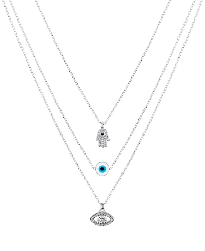 Unwritten Crystal Hamsa and Evil Eye Layered Necklace Set
