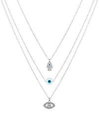 Unwritten Crystal Hamsa and Evil Eye Layered Necklace Set