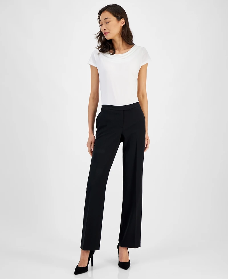 Kasper Women's Tab Waist Trouser Pant, Regular & Petite