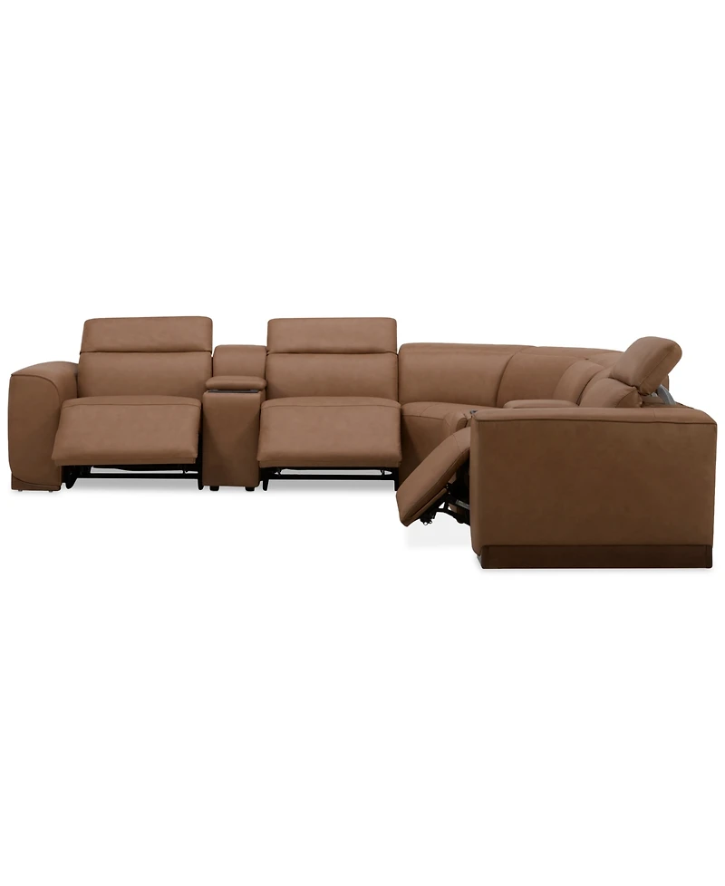 Lovro 7-Pc. Leather Sectional with 3 Power Motion Chairs & 2 Consoles, Created for Macy's