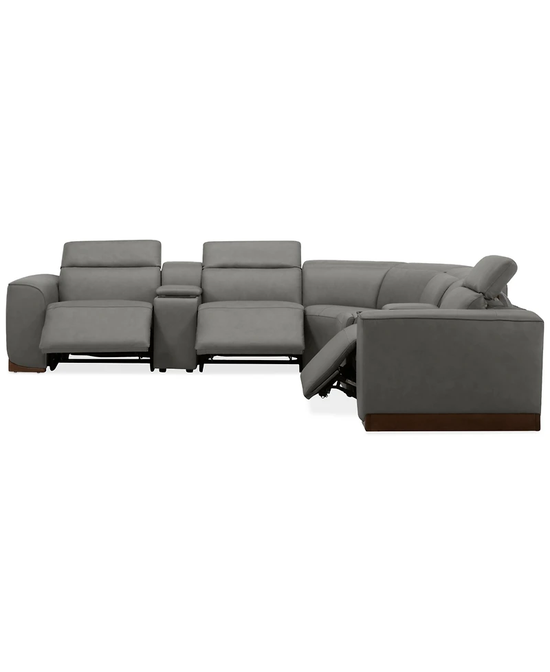 Lovro 7-Pc. Leather Sectional with 3 Power Motion Chairs & 2 Consoles, Created for Macy's