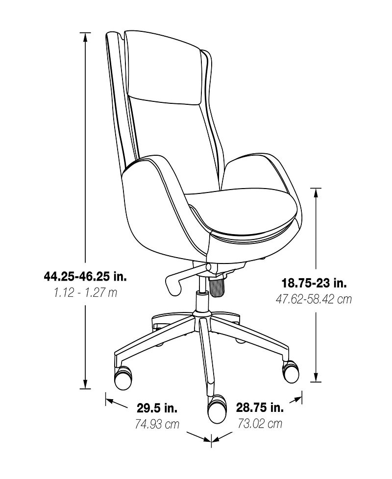 Office Star Blanchard Office Chair in Black Leatherette Upholstery