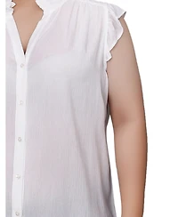 Ny Collection Plus Short Flutter Sleeve Crepon Blouse