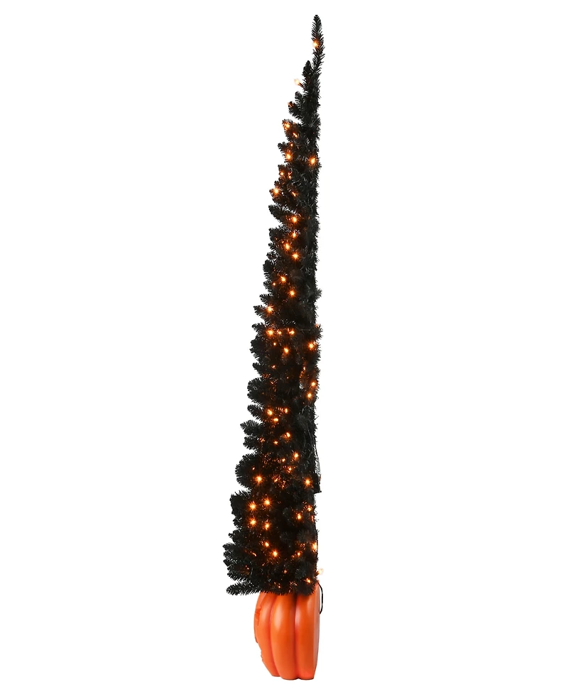 National Tree Company 6' Pre-Lit Artificial Halloween Tree, Evergreen, Led Lights, Includes Pumpkin Base, Halloween Collection