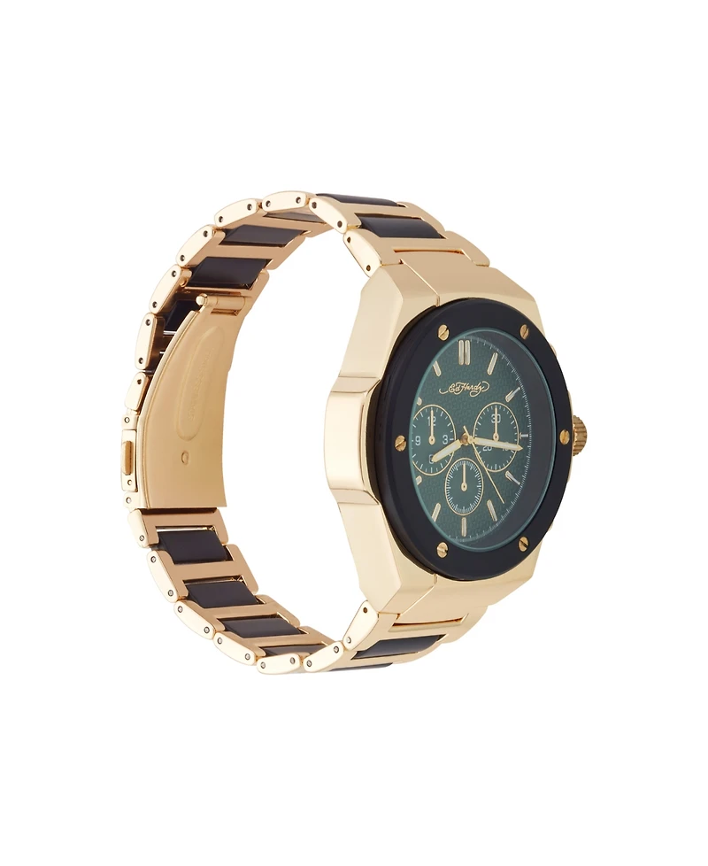 Ed Hardy Men's Brushed Gold-Tone Metal Bracelet Watch 52mm