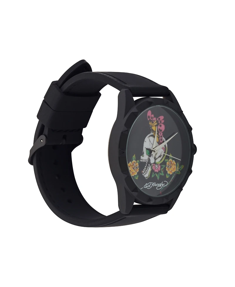 Ed Hardy Women's Matte Black Silicone Strap Watch 40mm