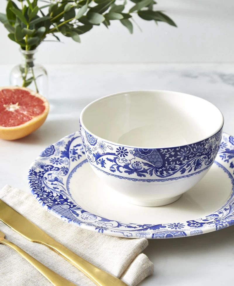 Spode Blue Italian Brocato Rice Bowls, Set of 4