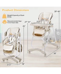 Costway Toddler High Chair with Wheel Folding Dining Adjustable Height & Recline