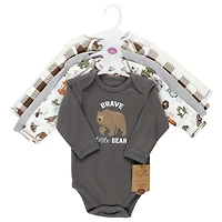 Touched by Nature Baby Boys 5Pk Long Sleeve Natural Bodysuits