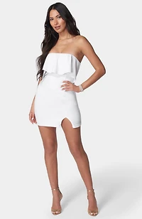 Bebe Women's Strapless Flounce Mini Dress