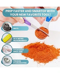 Set of 8 Stackable Magnetic Measuring Spoons with Leveler