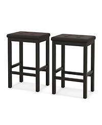 Set of 2 Rubber Wood Bar Stools 24" Counter Height Stool with Padded Seat