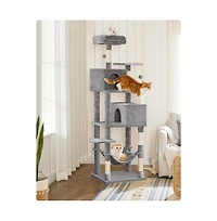 Slickblue Cat Tree Tower With Hammock, Basket, Scratching Posts, Cat Caves, Plush Perches, Cat Activity Center