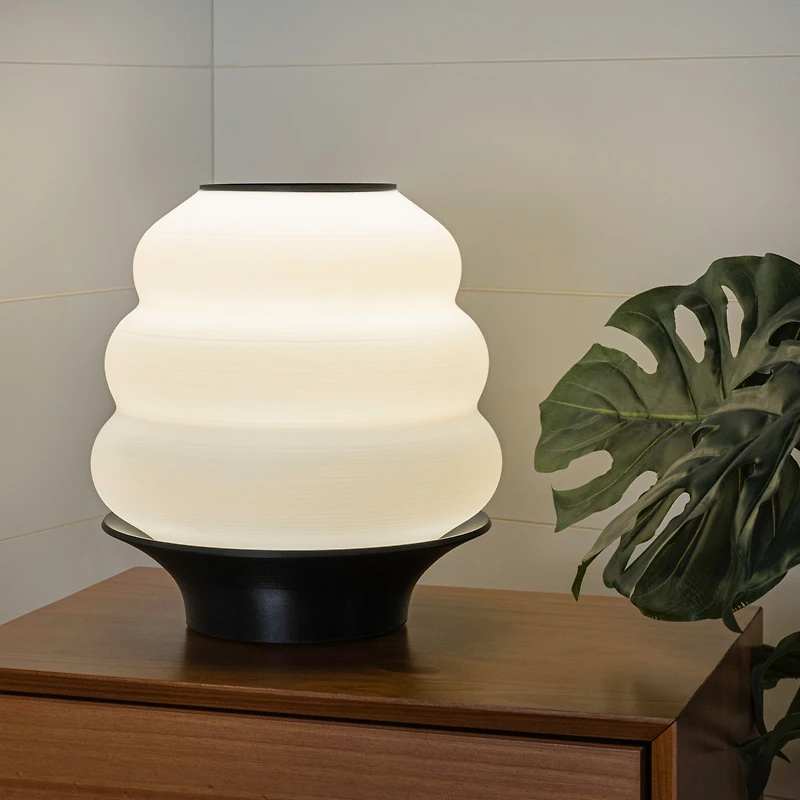 Jonathan Y Honey Pot Minimalist Classic Plant-Based Pla 3D Printed Dimmable Led Table Lamp, White/Brown