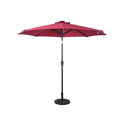 Kinsley 9 Ft Solar Patio Umbrella With Led Lights, Crank Handle And Push Button Tilt