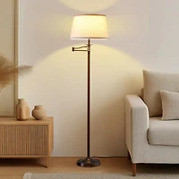 Caden 62" Led Modern Floor Lamp with Swing Arm & Drum Shade