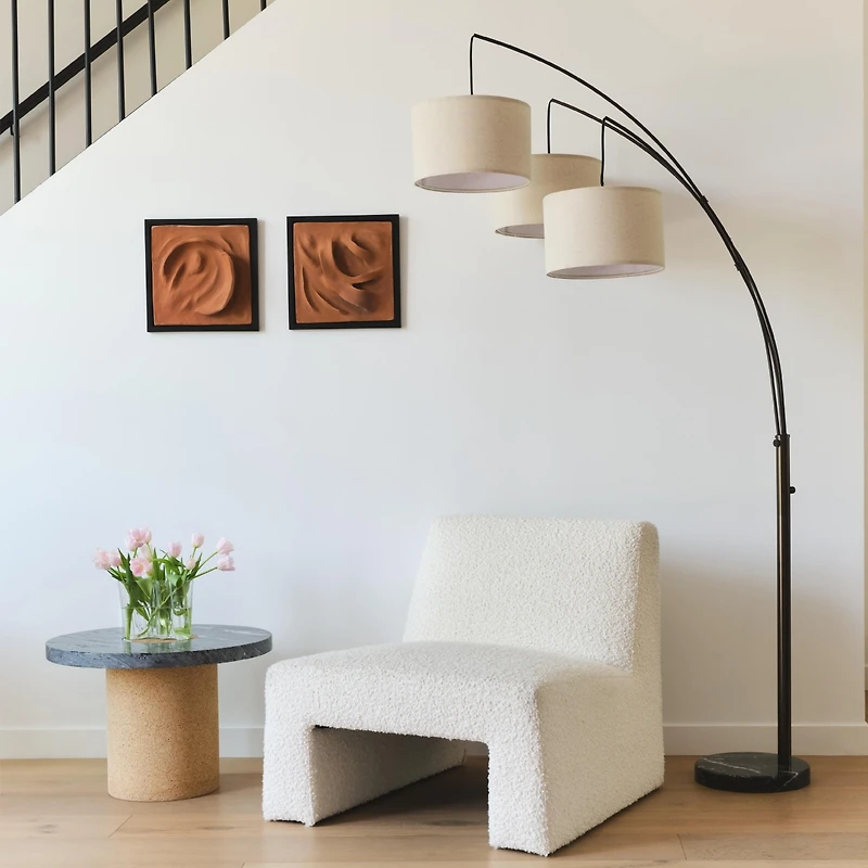 Trilage 84" Led Contemporary Arc Floor Lamp with Marble Base, Bulbs Included