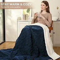 Twin Size Tufted Sherpa Electric Heated Throw Blanket, 62" x 84"