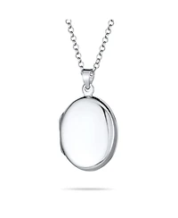 Bling Jewelry Petite Simple Plain Flat Oval Photo Lockets That Hold Pictures Silver Locket Necklace Pendant Large