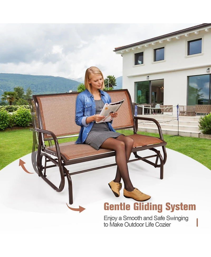 Sugift Swing Glider Chair 48 Inch Loveseat Rocker Lounge Backyard