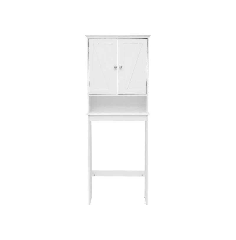 Merrick Lane Delilah Over The Toilet Bathroom Organizer With Shelves And Magnetic Closure Doors