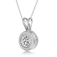 Classy Clear Cubic Zirconia Round Solitaire Pendant Necklace