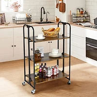 Sugift Foldable Rolling Cart with Storage Shelves for Kitchen