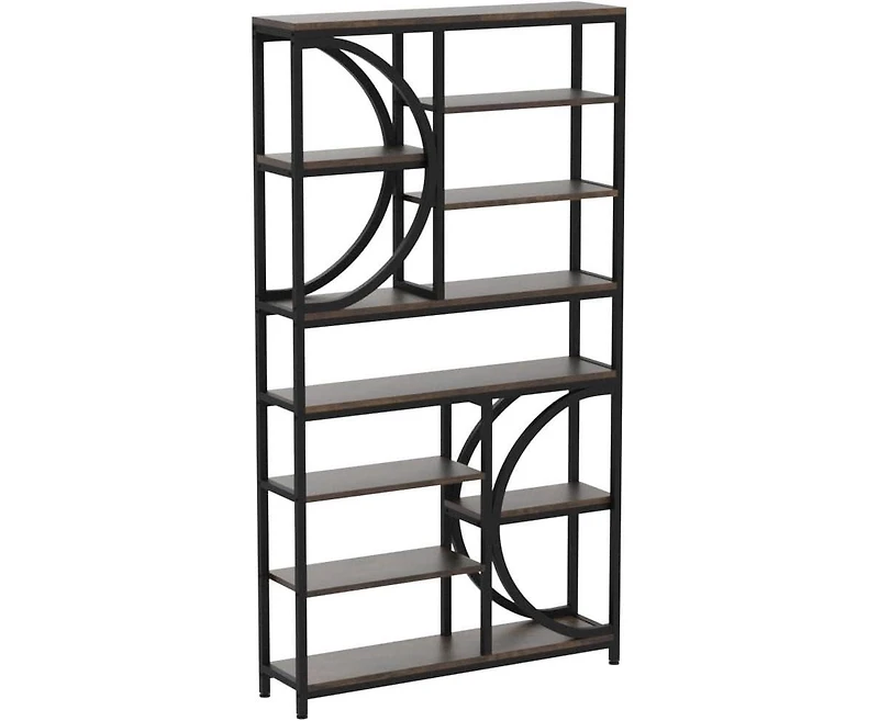 Tribesigns Bookshelf, Industrial 8-Tier Etagere Bookcases, 77-Inch Tall Book Shelf Open Display Shelves, Wood Look Accent Shelving Unit with Metal Fra