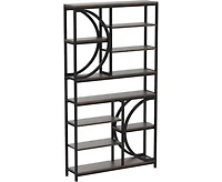 Tribesigns Bookshelf, Industrial 8-Tier Etagere Bookcases, 77-Inch Tall Book Shelf Open Display Shelves, Wood Look Accent Shelving Unit with Metal Fra