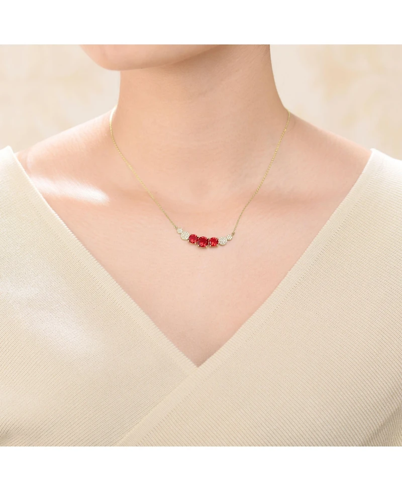 Gorgeous Sterling Silver 14K Gold Plated with Round Cubic Zirconia's Curved Bar Necklace