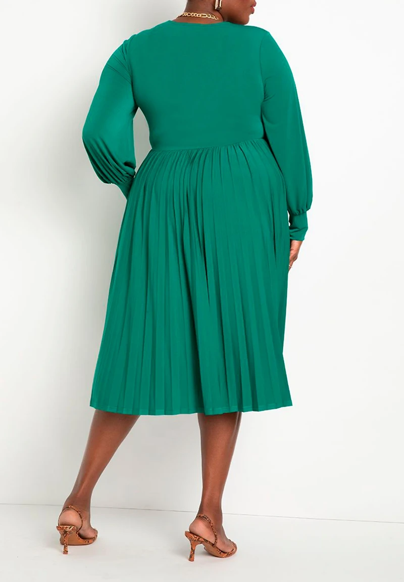 Eloquii Women's Knot Front Pleated Skirt Dress