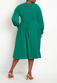 Eloquii Women's Knot Front Pleated Skirt Dress