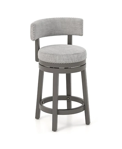 Swivel Bar Stool with Upholstered Back Seat and Footrest