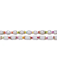 GiGiGirl 14k Yellow Gold Plated Multi Color Beads Necklace with Freshwater Pearls for Kids