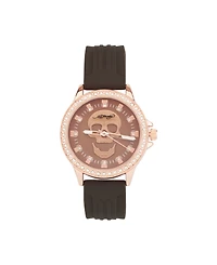 Ed Hardy Women's Quartz Matte Brown Silicone Strap Analog Watch 38mm