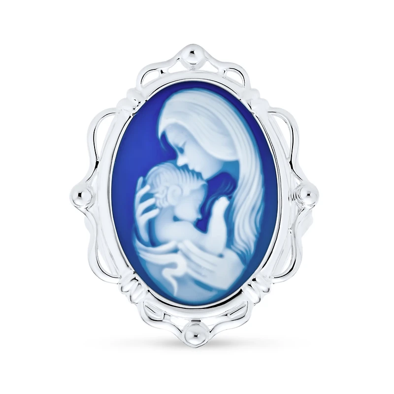 Bling Jewelry Classic Blue White Cameo Silver Ring for Mom - Victorian Lady Design