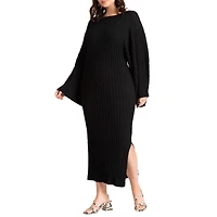 Eloquii Women's Plus Size Wide Sleeve Maxi Sweater Dress