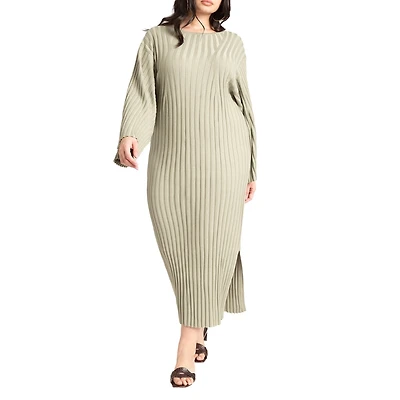 Eloquii Women's Plus Wide Sleeve Maxi Sweater Dress