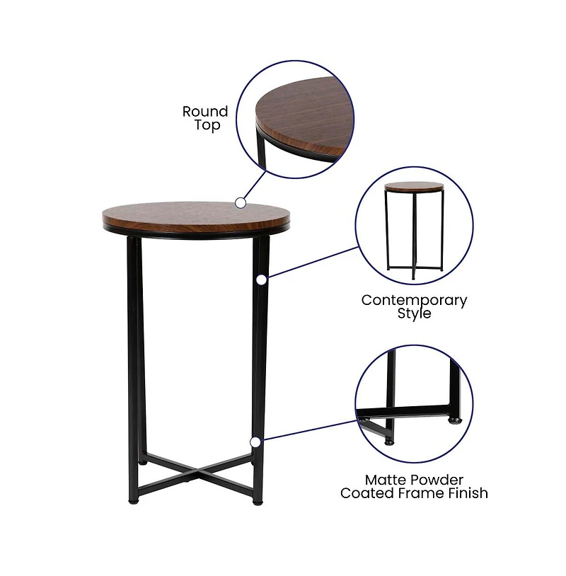 Fairdale End Table With Round Cross Brace Frame