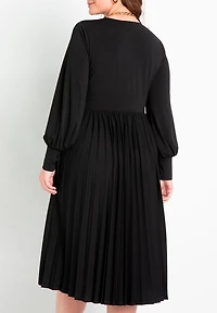 Eloquii Women's Plus Knot Front Pleated Skirt Dress