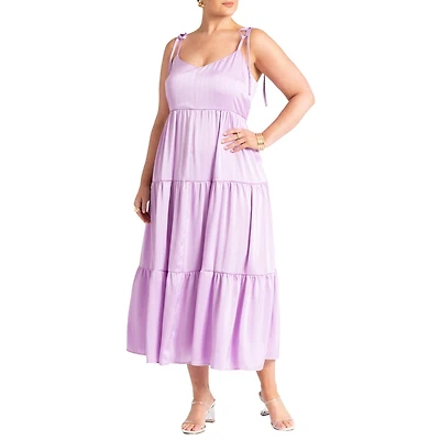 Eloquii Plus Tiered Satin Maxi Dress