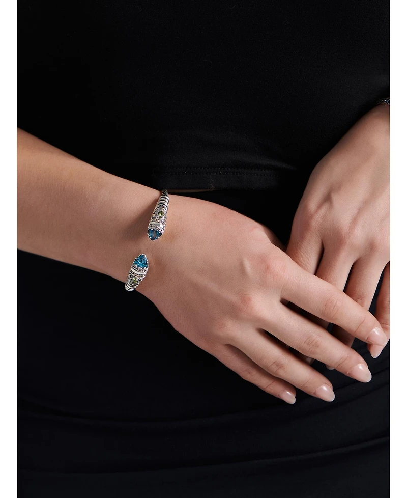 Devata Amethyst & Bali Uluwatu Cuff Bracelet in Sterling Silver and 18K Gold