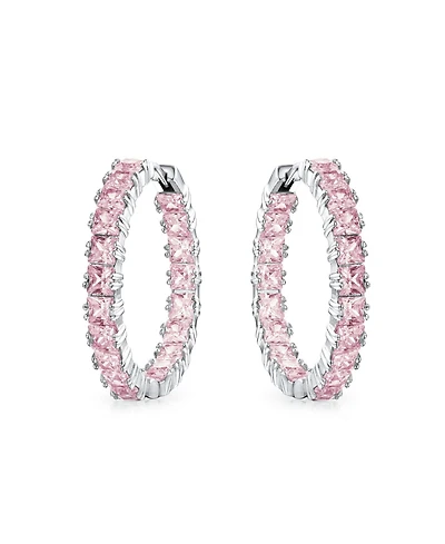 Bling Jewelry Square Cubic Zirconia Princess Cut Cz Inside Out Statement Hoop Earrings Prom 1.25 Diameter