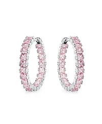 Bling Jewelry Square Cubic Zirconia Princess Cut Cz Inside Out Statement Hoop Earrings Prom 1.25 Diameter