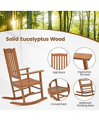 Sugift Eucalyptus Wood Rocker Chair with Stable and Safe Rocking Base for Garden