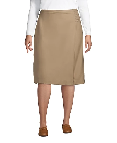 Lands' End Plus Size School Uniform Solid A-line Skirt Below the Knee