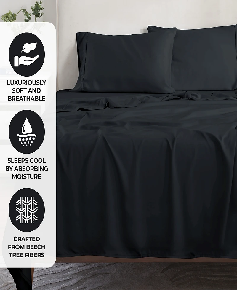 Superior Modal From Beechwood 300 Thread Count Lightweight Cooling Solid Deep Pocket Bed Sheet Set